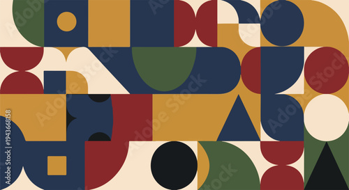 Geometric abstract art shapes in various colors and sizes