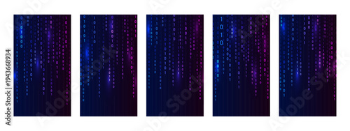 Binary Rain background. Computer screen with glowing hacker code. Programming symbols on futuristic backdrop for cyber security and technology art. Vector illustration.
