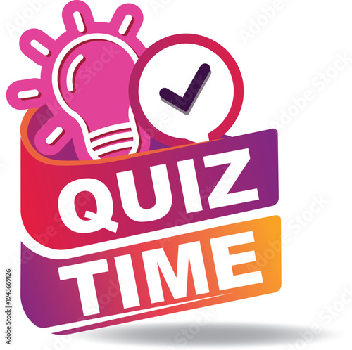 Quiz time game icon colorful vector logo or poll contest survey bubble with question mark