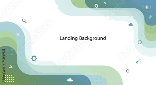 Modern landing background with rounded shapes, icons and white space