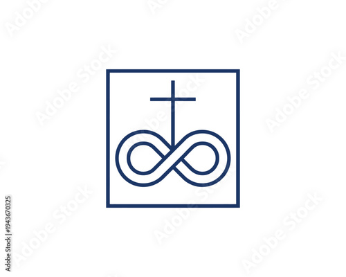 Satanic Cross Infinity Symbol Outline Minimalist Design