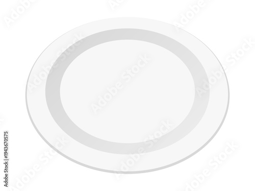  白い丸皿のシンプルなベクターイラスト（食器素材)