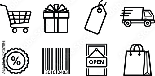 Editable outline icons collection for e commerce and retail businesses