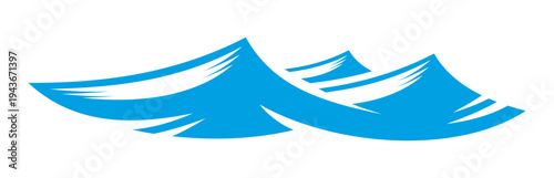 Nautical club blue high wave icon or emblem. Ocean and sea sailing club wave stream sign, yachting sport blue water vector abstract emblem. Marine travel company swirly flow symbol or graphic icon