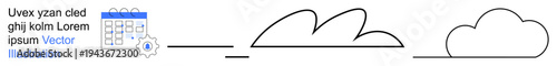 Time management, automation, cloud services, task scheduling, technology, and productivity. Calendar, gear icon and cloud shapes . Time management and automation