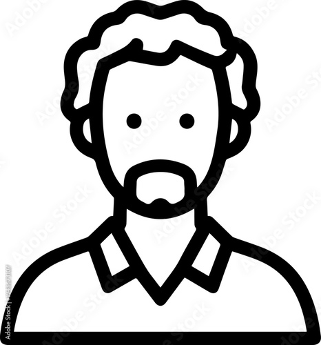 Hand Drawn Male Customer Service Agent Black and White Avatar Illustration in Minimal Line Art Style Design