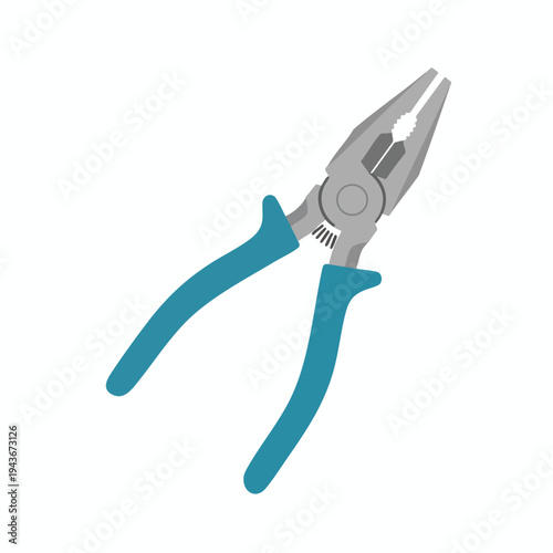 Flat illustration of combination pliers with blue handles