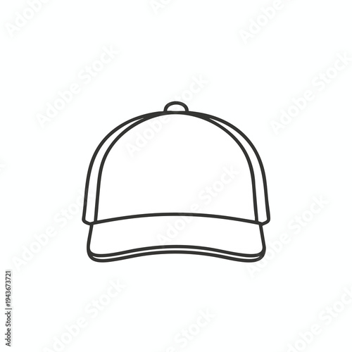 Clean outline of a baseball cap with a curved brim and button