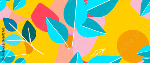 Bold Leaf Pattern. Tropical Leaf. Modern Motif. Jungle Print. Foliage Summer Seamless Pattern. Trending Vector Background. Artistic Botanical Surface. Abstract Plant. Bright Fashion. Contrast Drawing.