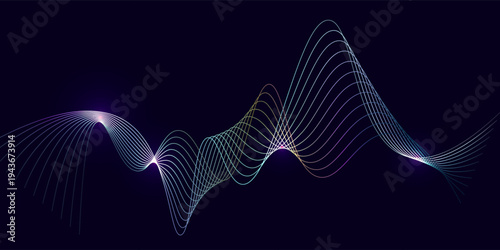 Digital Wavy Shape. Futuristic Presentation Concept. Dynamic Communication Illustration. Gradient Science Digital Flow. Technology Vector Background.
