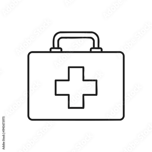 Line drawing of a medical first aid kit with a cross symbol