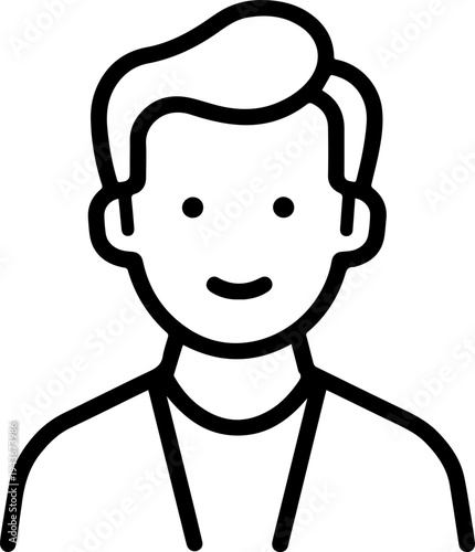 Hand Drawn Male Customer Service Agent Black and White Avatar Illustration in Minimal Line Art Style Design