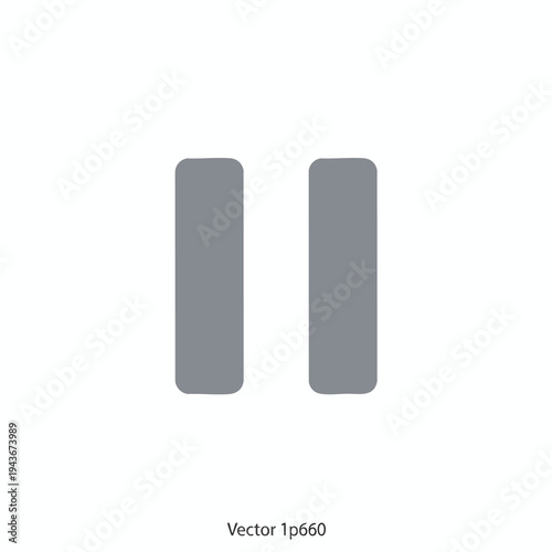 Simple gray pause button icon with rounded corners on a white background