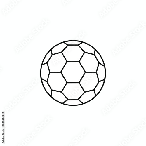 Black and white line drawing of a classic soccer ball, showing hexagonal panels