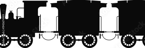 Steam locomotive train silhouette, vintage railway illustration, classic transport vector art, historical travel design, old engine drawing, cad drawing flat vector illustration