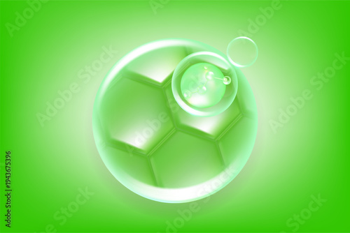 Hyaluronic acid and Niacinamide skin solutions ad, green collagen serum drops into skin cell with cosmetic advertising background ready to use, illustration vector.