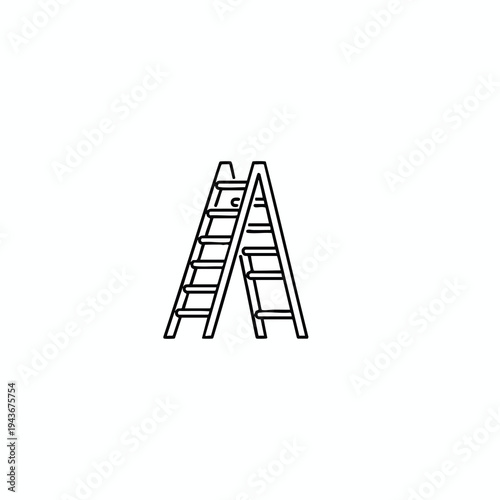 Outline of an A-frame stepladder with rungs visible on both sides