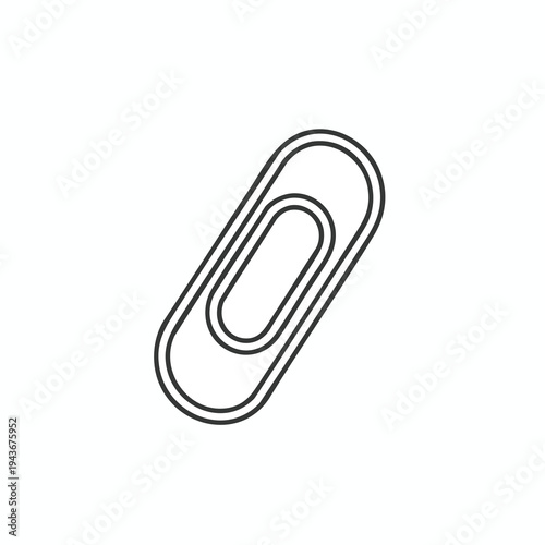 A simple black outline of a paper clip, rotated on a white background