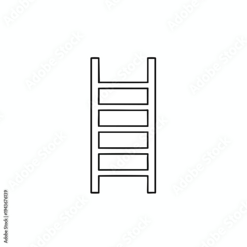 Minimalist black outline of a simple ladder against a white background