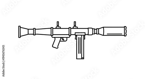 Line Art Illustration of a Rocket Propelled Grenade Launcher