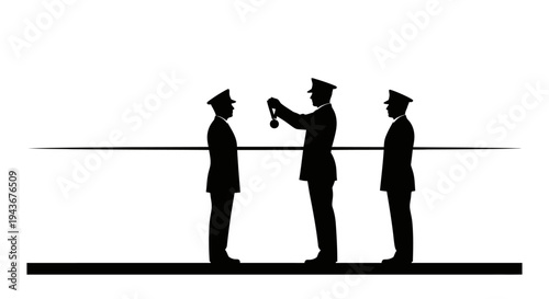 Military Award Ceremony: Officer Decorates Soldier with Medal in Silhouette