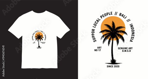 Support local people bali indonesia palm tree sunset vintage style