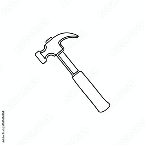 Simple outline illustration of a claw hammer on a white background