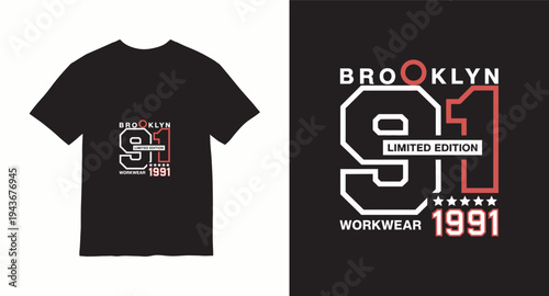 Brooklyn 91 limited edition workwear 1991 t-shirt design, retro city style graphic apparel