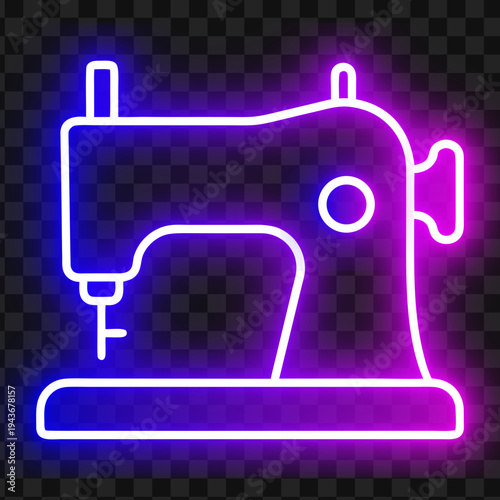 Neon Sewing Machine Icon Design Element