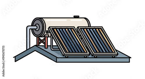 Vector illustration of solar water heater system