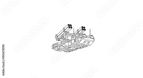 Military Tank with Missile Launcher - Vector Illustration