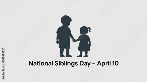 Silhouette of brother and sister holding hands on national siblings day april 10th