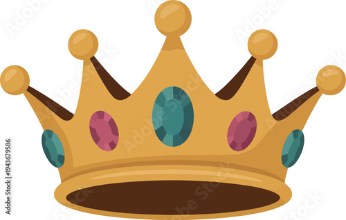 Golden Crown with Jewels Vector Illustration
