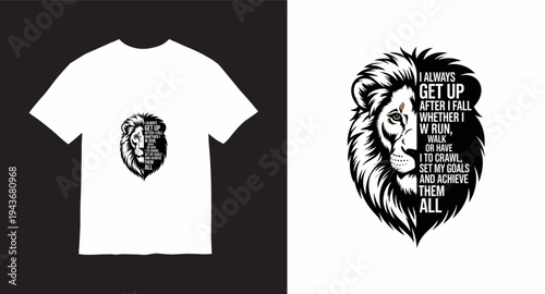 Lion head with motivational quote i always get up after i fall