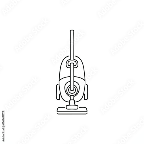 Simple line art of an upright vacuum cleaner on a white background