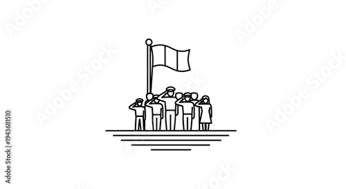 Patriotic Salute: Diverse Group Honors Flag with Respectful Gesture