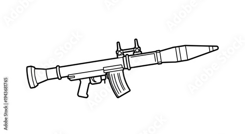 Rocket Launcher Weapon Icon, Military Equipment, Warfare Symbol, Vector Illustration