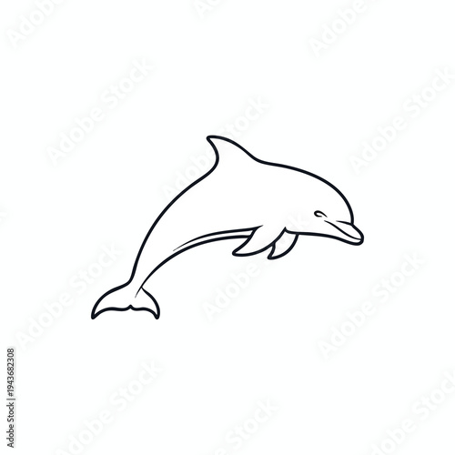 Simple black line drawing of a dolphin leaping gracefully