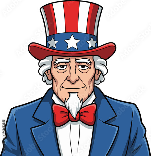 Uncle Sam Cartoon Illustration Representing American Patriotism National Identity and Election Themes