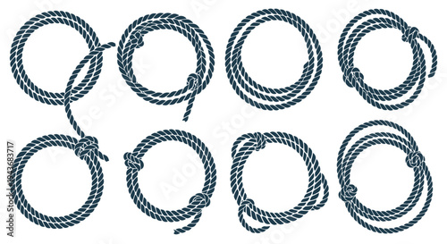 Lasso Rope Circles Collection - Cowboy Rodeo and Western Design Elements