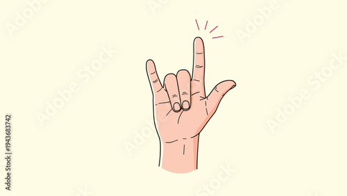 Human hand gesture signifying I Love You in American Sign Language is presented in a warm and friendly illustration.