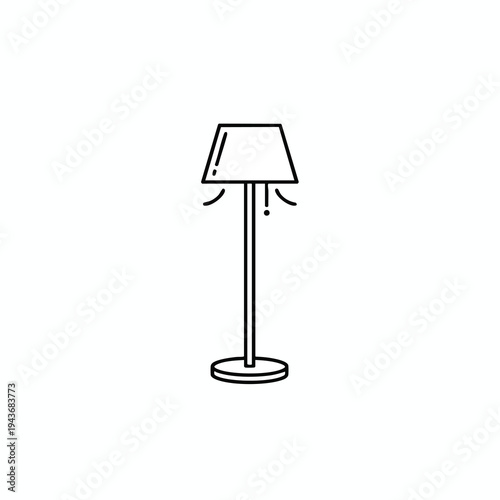 Minimalist line art of a tall floor lamp with a conical shade