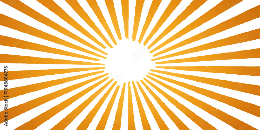 Fototapeta premium Bright sun rays burst across an abstract orange and yellow vector background illustration featuring a hot summer sunrise design with glowing sunbeams and shining golden light
