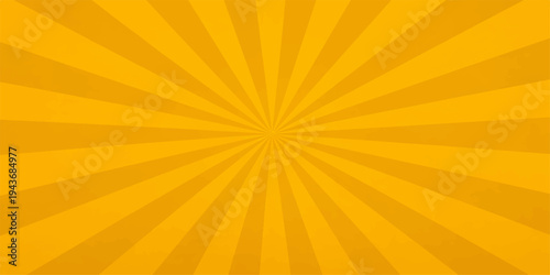 Abstract vector illustration of a sunny summer sunrise featuring orange and yellow radial sunburst rays in a warm starburst design for a bright sunshine wallpaper
