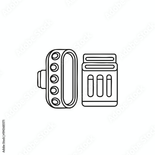 Stylized outline of a medical bracelet and a pill dispenser