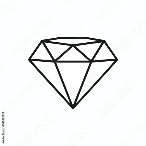 Simple black outline of a faceted gemstone on a white background
