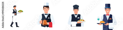 Restaurant staff serving food with formal attire