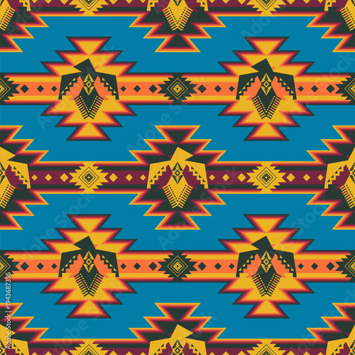Photography Vibrant Native American thunderbirds pattern