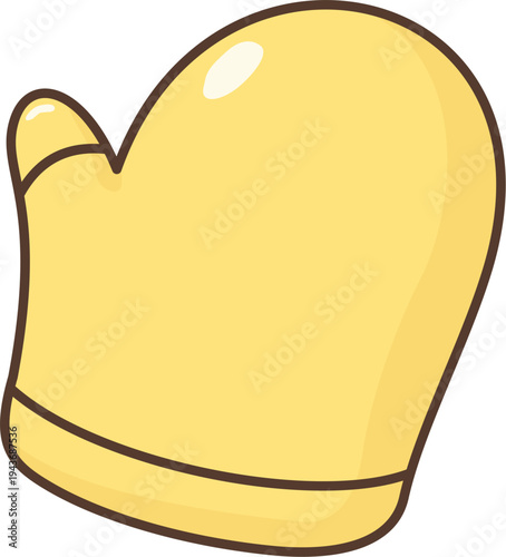 A cute yellow heat-resistant oven mitt or kitchen glove, used for baking and handling hot cookware.