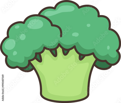 A simple and cute broccoli vector illustration isolated on black, suitable for healthy eating concepts.